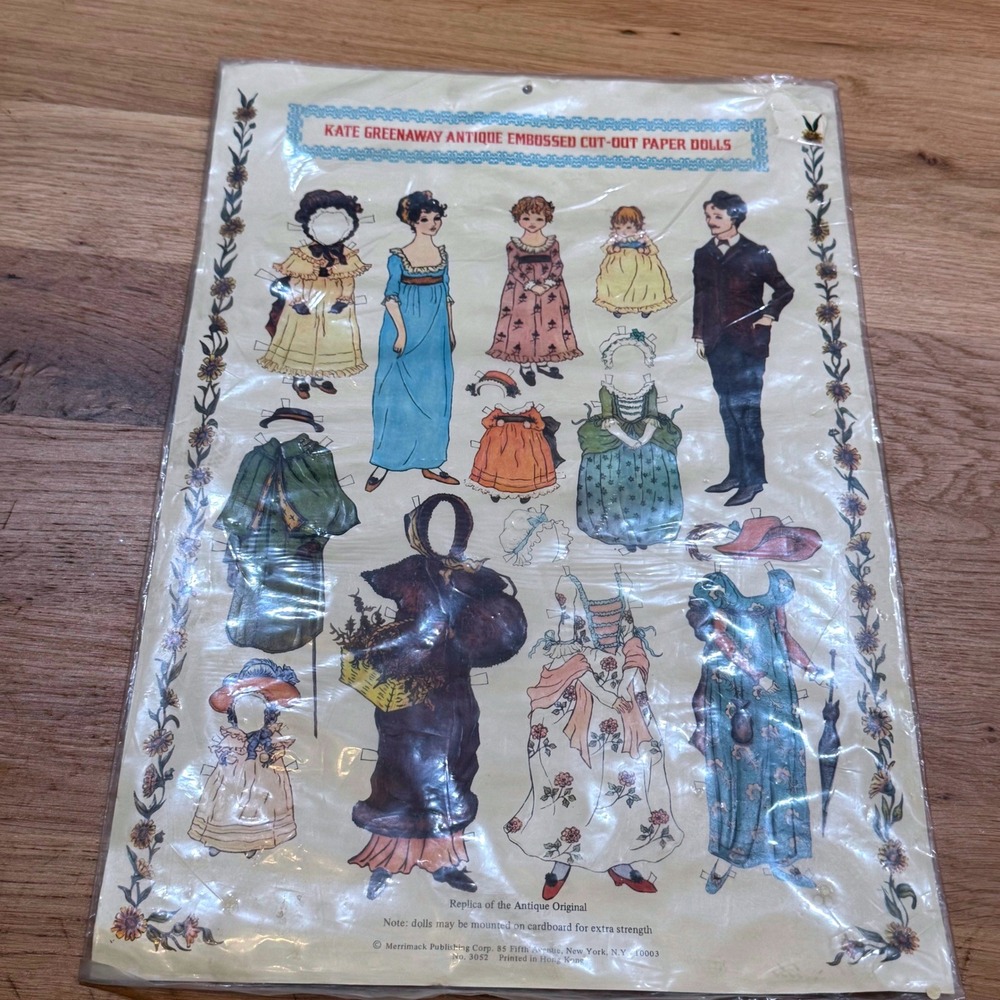 Kate Greenaway Antique Embossed Cut Out Paper Dolls Merrimack No 3052 Vintage